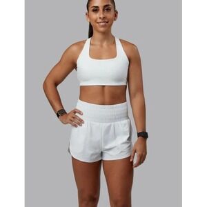 LSKD Power Train 2" White High Waist Athletic Shorts Womens Medium New NWT